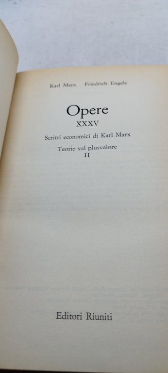 marx engels opere complete XXXV teorie sul plusvalore II editori …