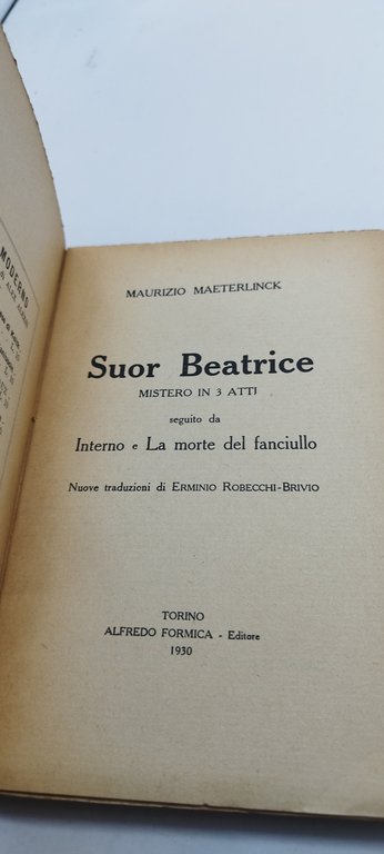 maurizio maeterlinck suor beatrice interno la morte del fanciullo