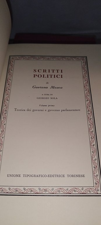 mosca scritti e politici classci utet 2 volumi | Immagine Gallery 5