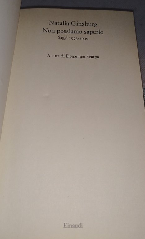 non possiamo saperlo saggi 1973 1990 einaudi | Immagine Gallery 5