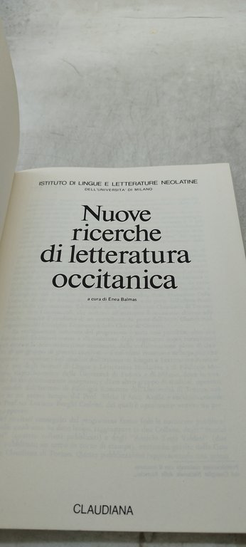 nuove ricerche di letteratura occitanica