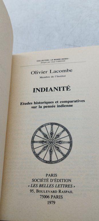 olivier lacombe indianitè etudes historiques et comparatives sur la pensee …