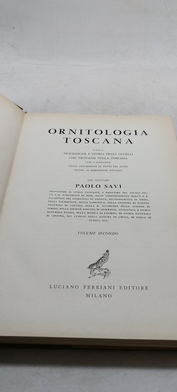 ornitologia toscana di paolo savi volume 2 luciano ferriani