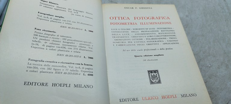 ottica fotografica fotometria illuminazione hoepli