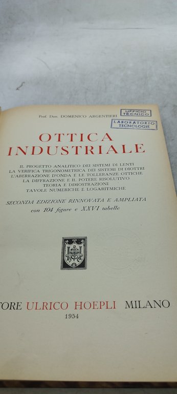 ottica industriale progetto analitico trigonometica dimostrazioni hoepli