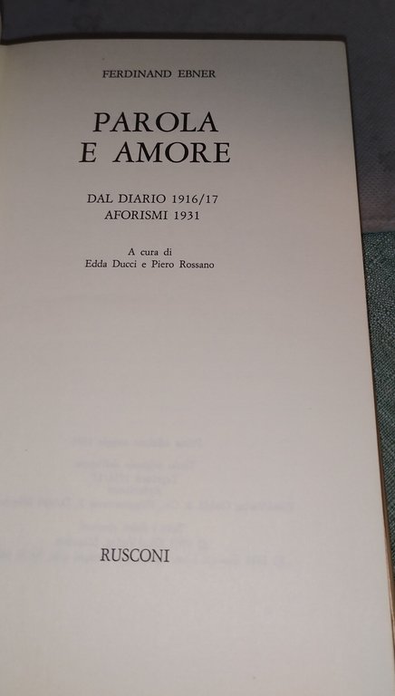 parola e amore dal diario 1916/17 aforismi 1931 | Immagine Gallery 5