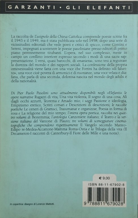 pier paolo pasolini l'usignolo della chiesa cattolica