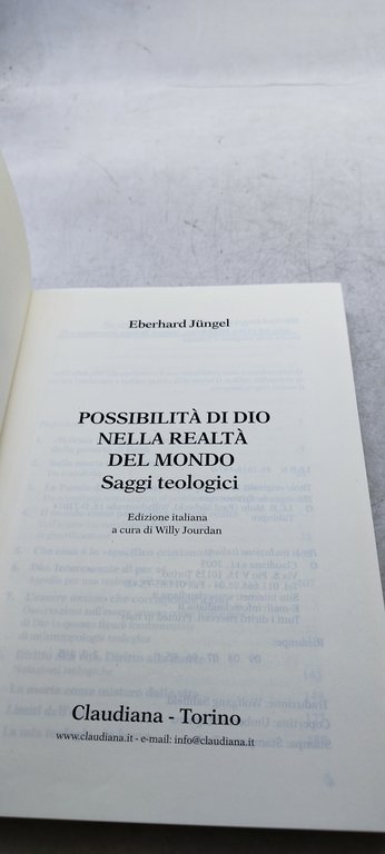 possibilità di dio nella realtà del mondo saggi teologici claudiana