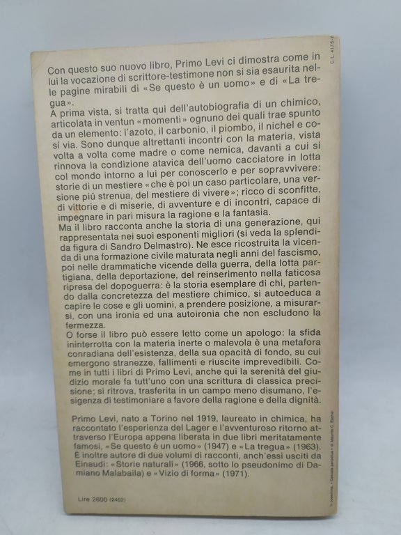 primo levi il sistema periodico einaudi 1975