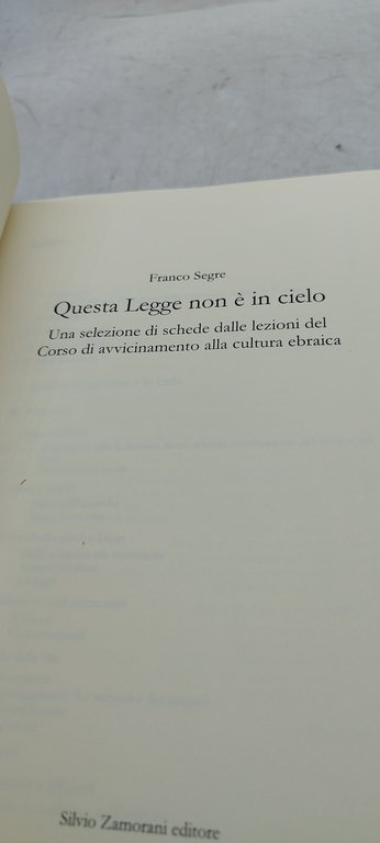 questa legge non è in cielo franco segre