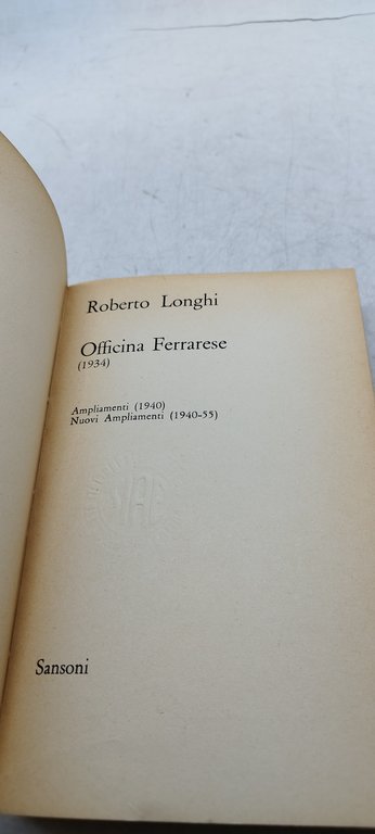 roberto longhi officina ferrarese biblioteca sansoni