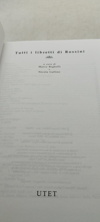 rossini tutti i libretti utet