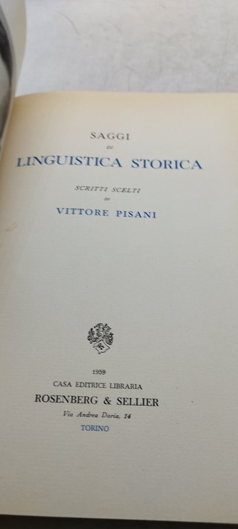 saggi di linguistica storica scritti scelti di vittore pisani