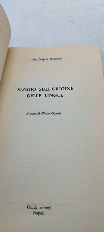 saggio sull'origine delle lingue rousseau guida editori
