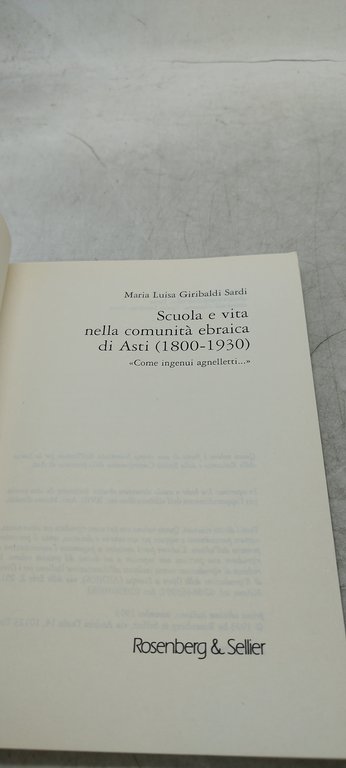 scuola e vita nella comunità ebraica di asti 1800 1930 …