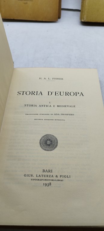 storia d'europa collezione storica h a l fisher laterza 1938