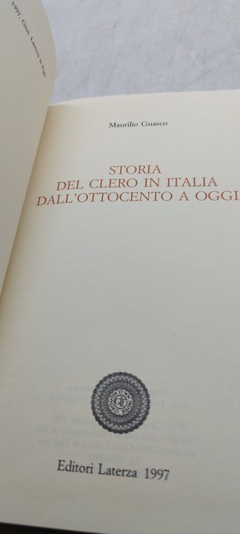 storia del clero in italia dall'ottocento a oggi laterza