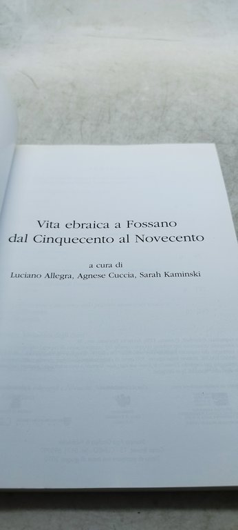 vita ebraica a fossano dal cinquecento al novecento