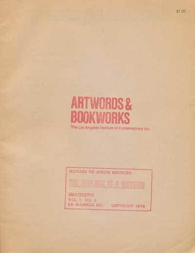Artwords and bookworks : an international exhibition of recent artists' …