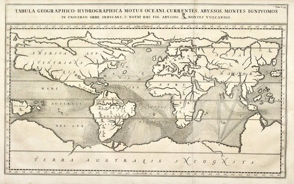 Tabula geographico-hydrographica motus oceani currentes, abyssos, montes igniuomos in universo …