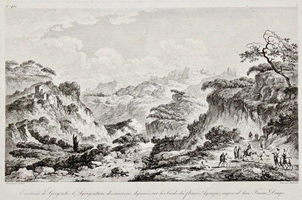 Environs de Girgenti l'Agrigentum des anciens dessinès sur le bords …