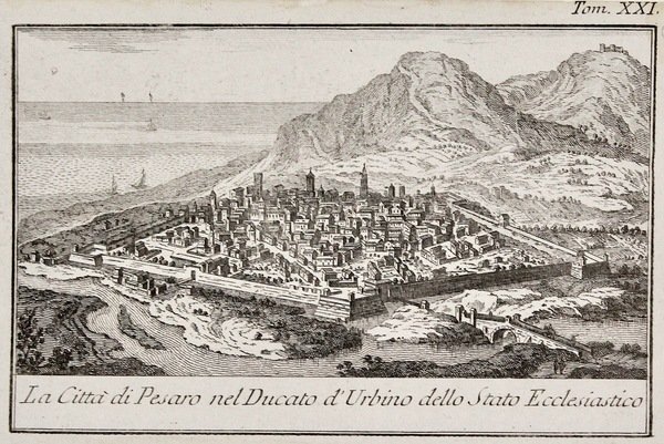 La città di Pesaro nel ducato d'Urbino dello stato ecclesiastico.