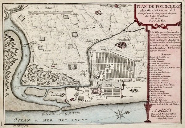 Plan de Pondichery a la côte de Coromandel.