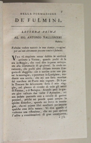 Della formazione dei fulmini. Trattato raccolto da varie lettere, in …