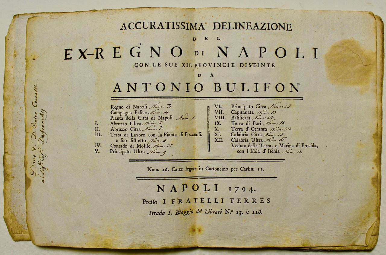 Accuratissima delineazione del Regno di Napoli con le sue XII. …