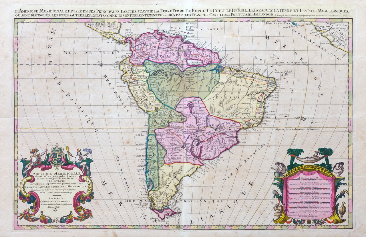Amerique meridionale diviséen ses principals parties ou sont distingués.