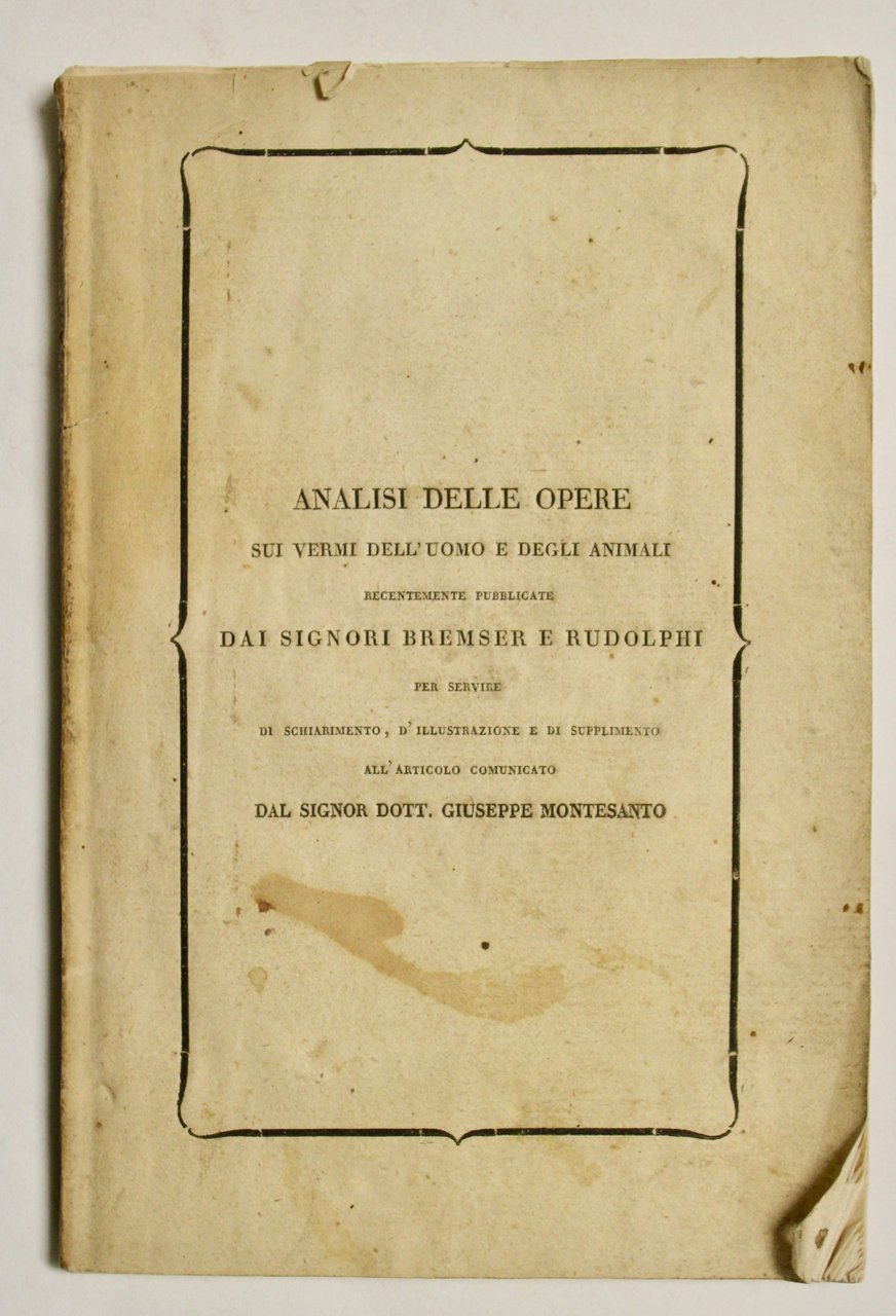 Analisi delle opere sui vermi dell'uomo e degli animali recentemente …