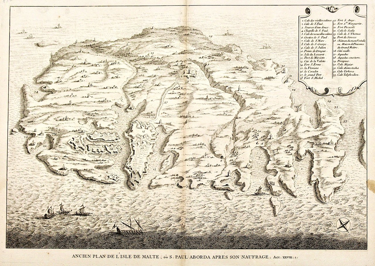 Ancien plan de l'isle de Malte, ou S.Paul aborda apres …