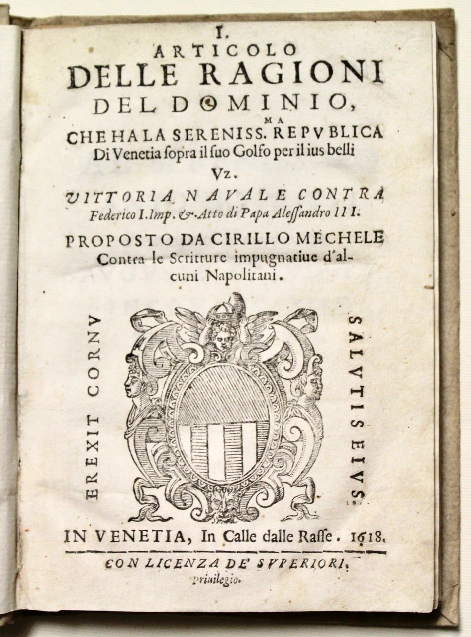 Articolo delle ragioni del Dominio, che ha la Sereniss.ma repubblica …