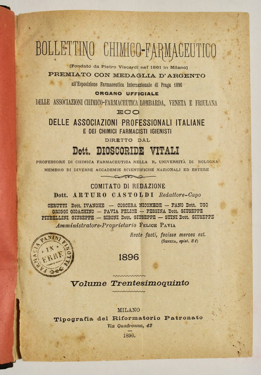 Bollettino chimico farmaceutico Fondato da Pietro Viscardi nel 1861