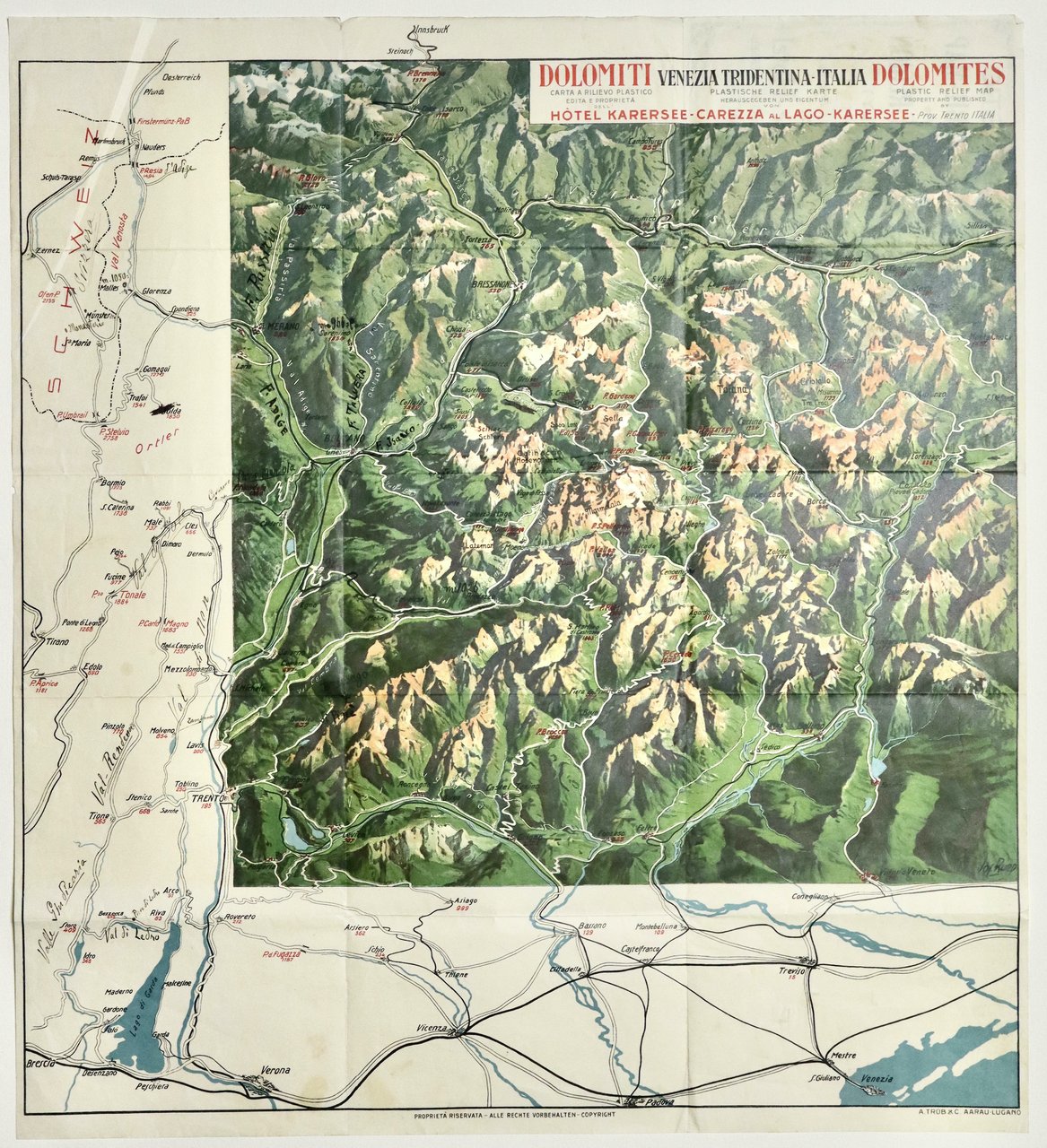Carta a rilievo plastico edita e proprietà dell'hotel Karersee-Carezza al … | Immagine principale