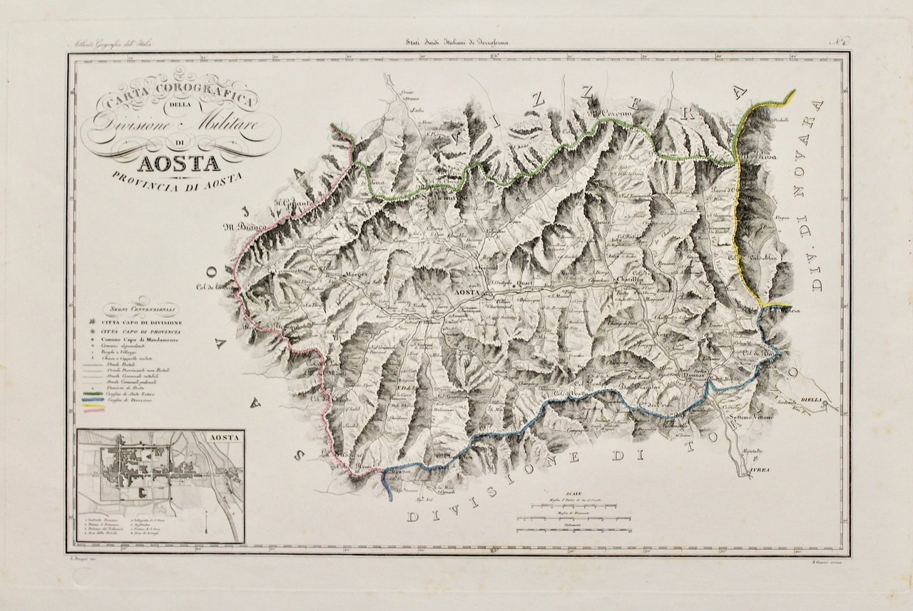 Carta corografica della divisione militare di Aosta. Provincia di Aosta