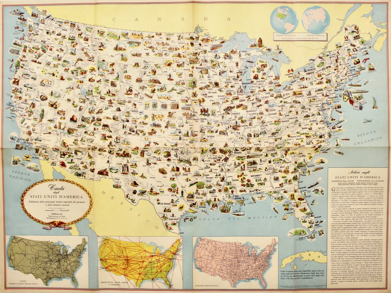 Carta degli Stati Uniti d'America. Esibizione delle principali risorse regionali, … | Immagine principale