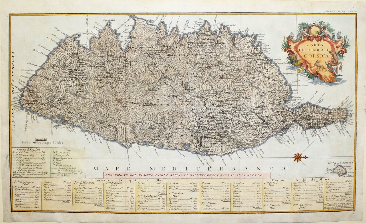 Carta dell'Isola di Corsica.