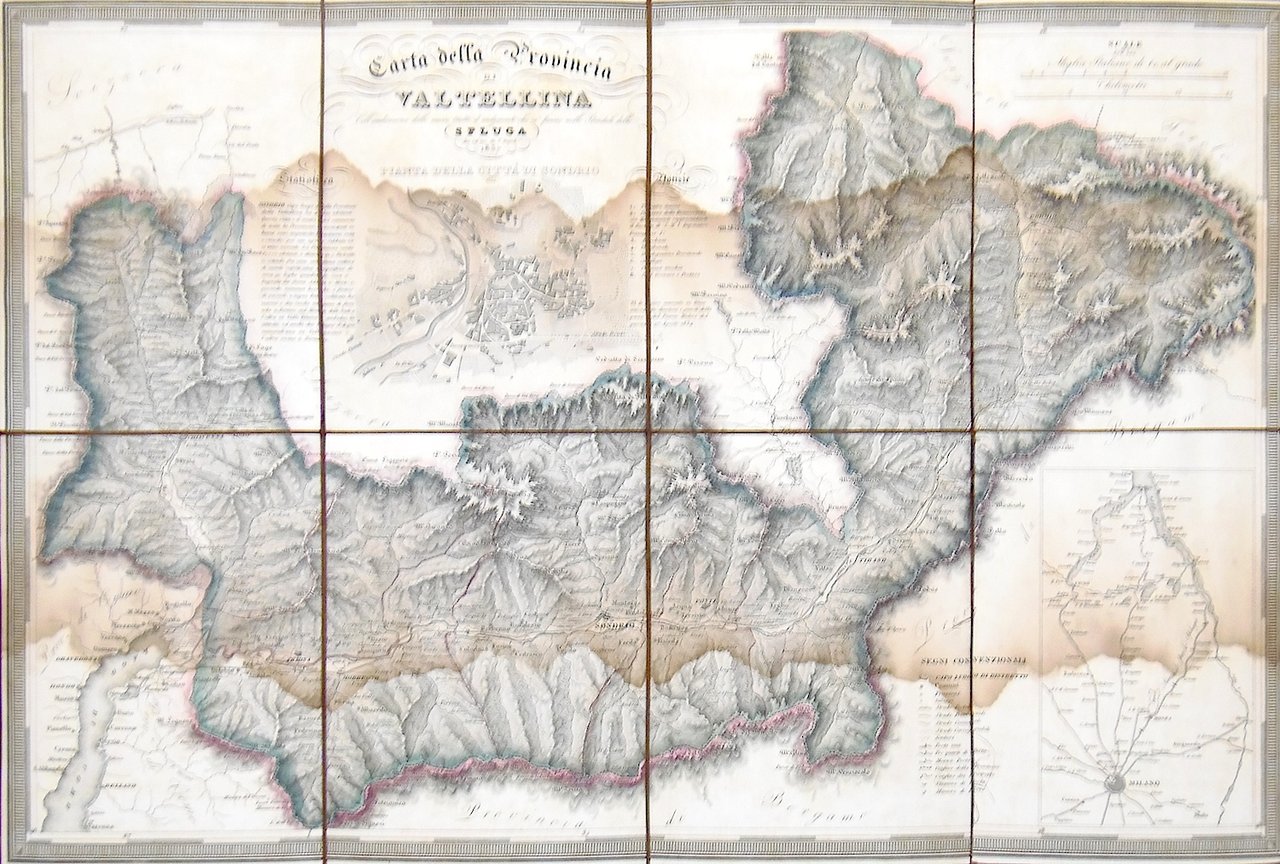 Carta della provincia di Valtellina coll'indicazione delle nuove tratte d'andamento …