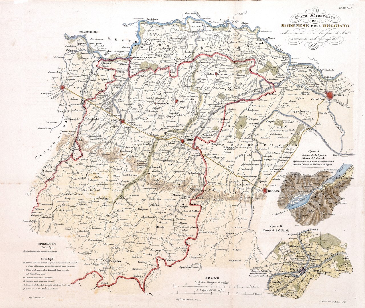 Carta geografica del Modenese e del Reggiano colle variazioni dei …