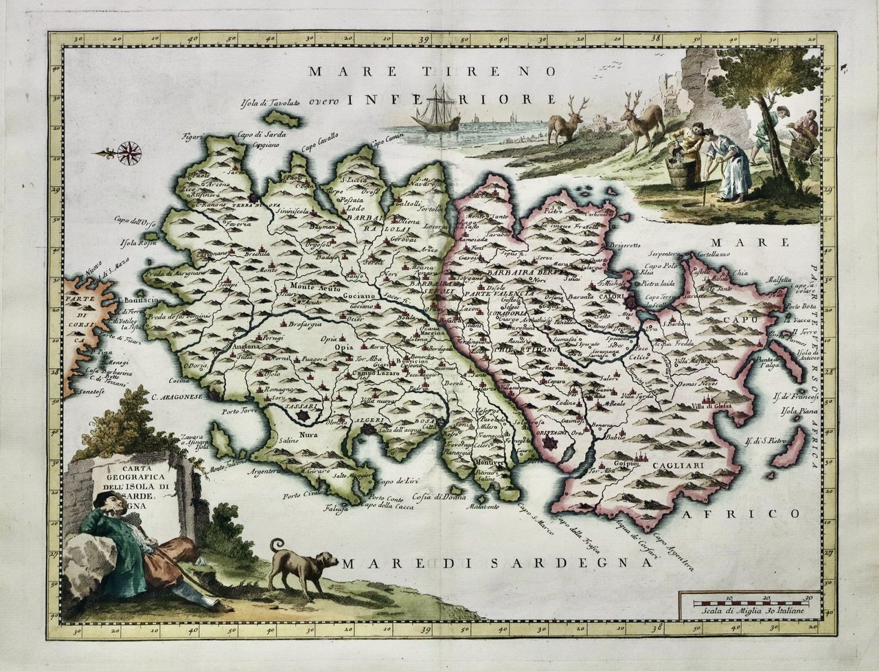 Carta geografica dell'isola di Sardegna