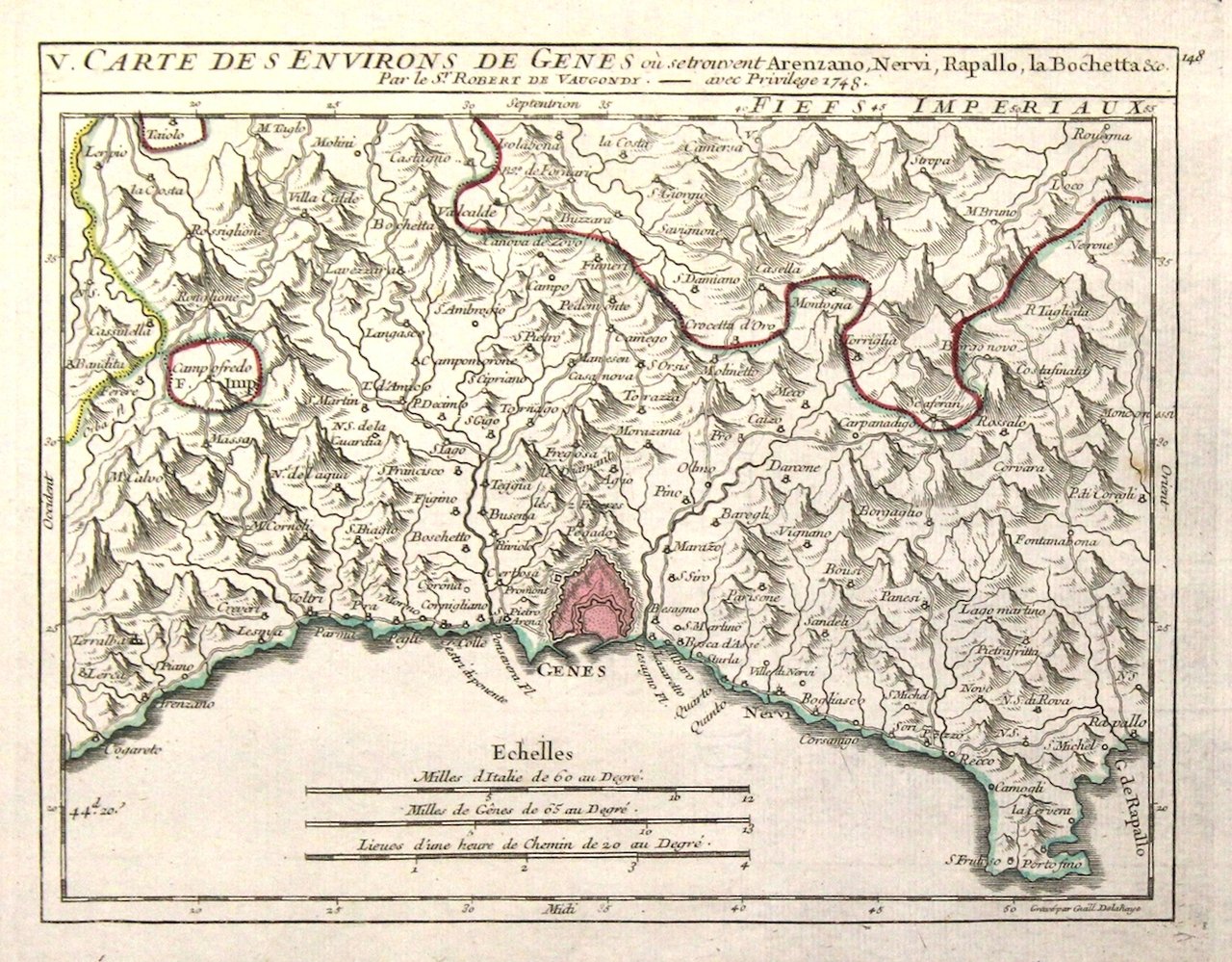 Carte des environs de Genes où se trouvent Arenzano, Nervi, …