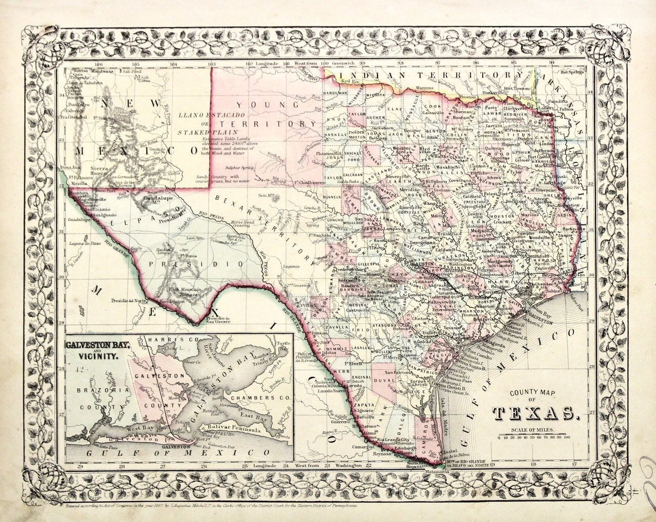 County map of Texas