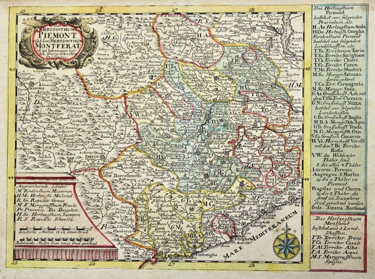 Das Hertzogthum Piemont nebst dem Hertzogthum Montferat.