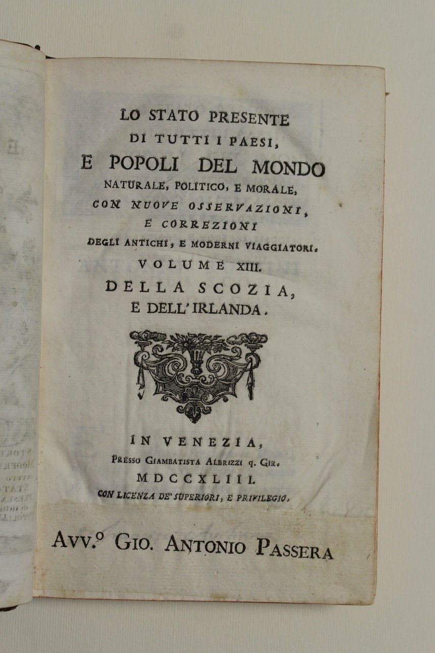 Della Scozia e dell'Irlanda, Vol. XIII tratto da: Lo stato …