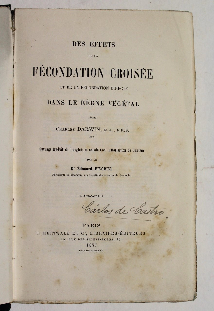 Des effects de la fécondation croisée et de la fécondation …