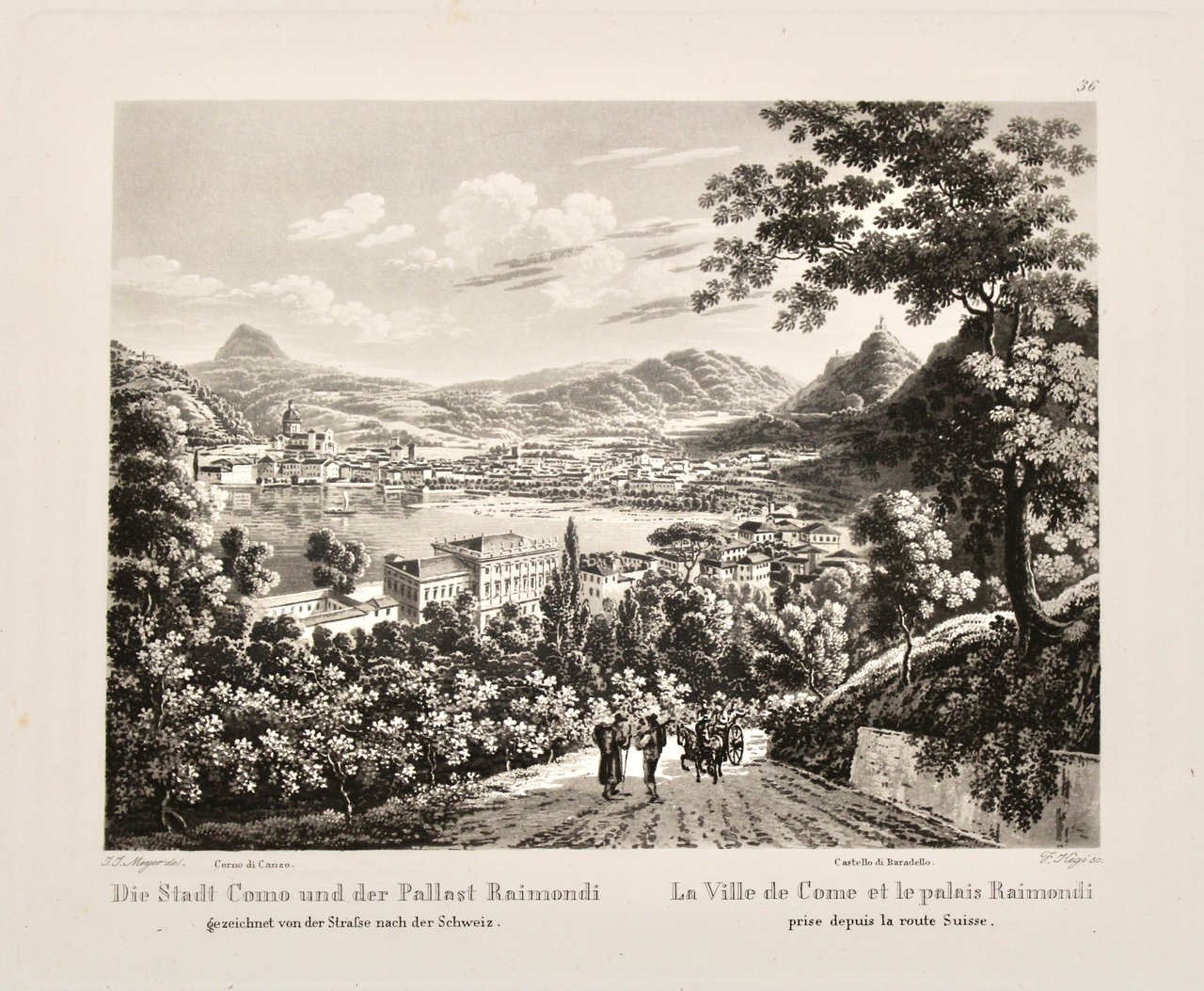 Die Stadt Como und der Pallast Raimondi gezeichnet von der …