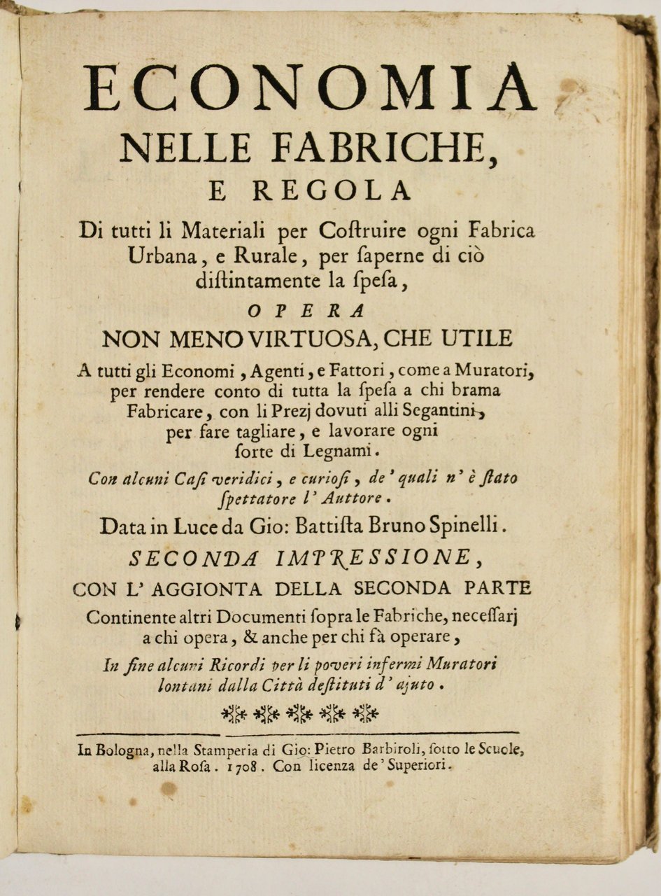 Economia nelle fabbriche e regola di tutti li materiali per …