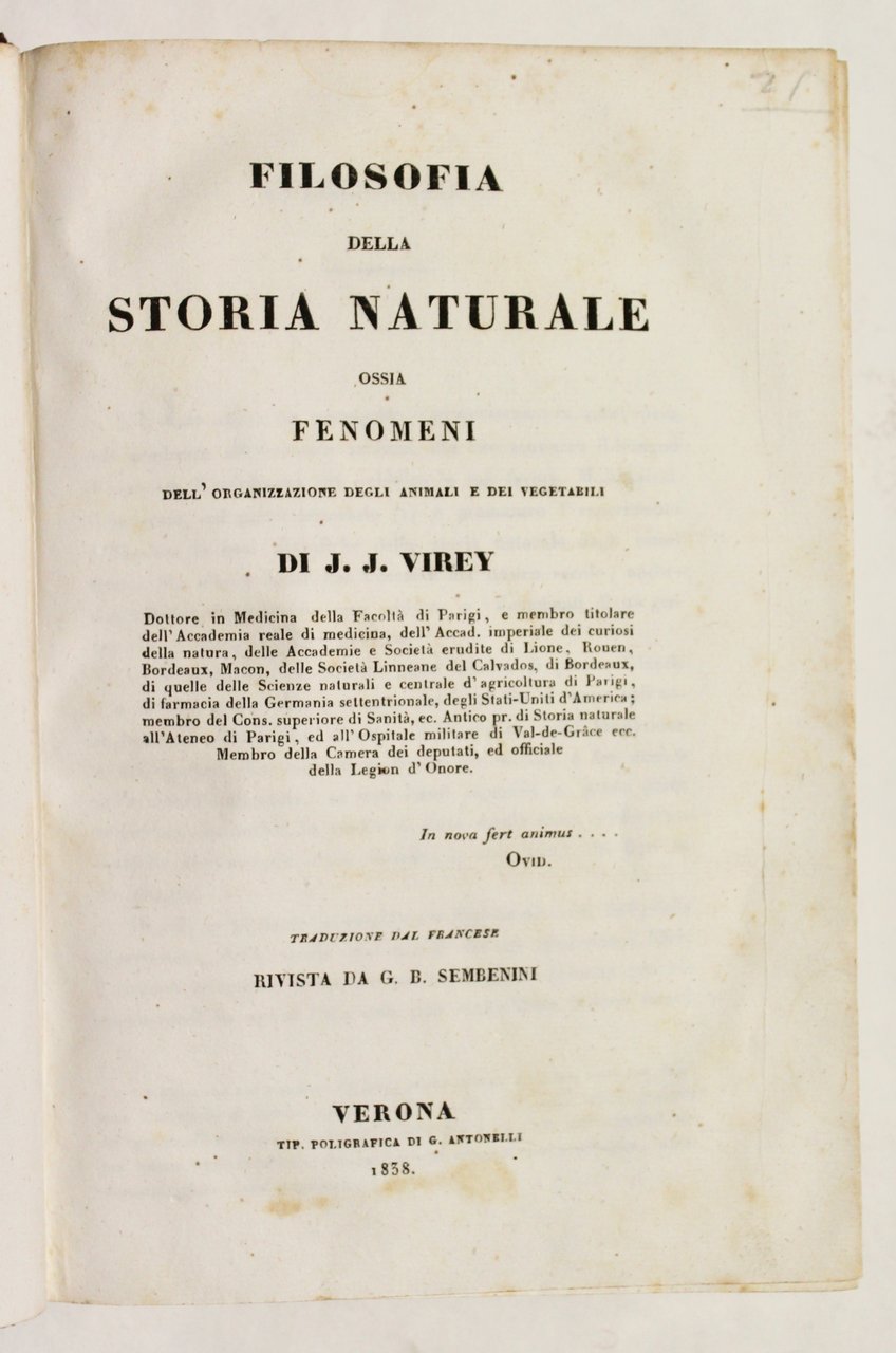 Filosofia della storia naturale ossia fenomeni dell'organizzazione degli animali e …