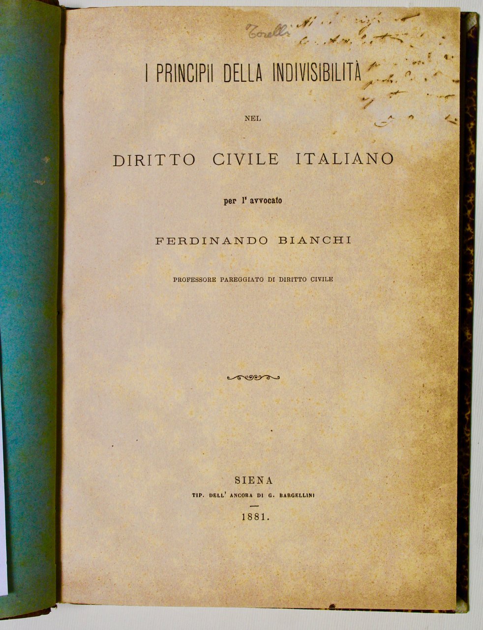 I principi della indivisibilità nel Diritto civile italiano.